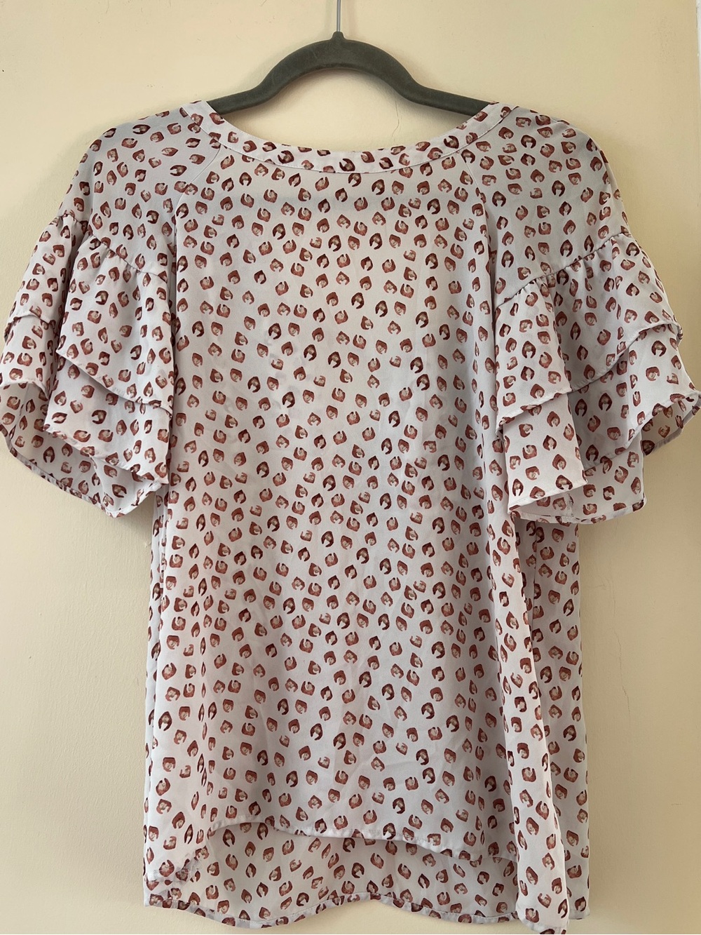 LOFT Outlet Leopard Print Ruffle Sleeve Tie Back Blouse XS